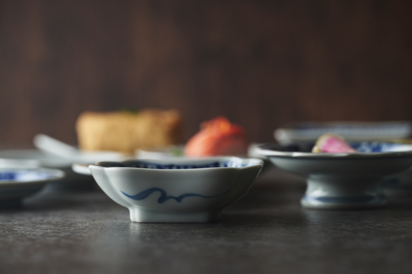 染付絵変わり小皿、小付