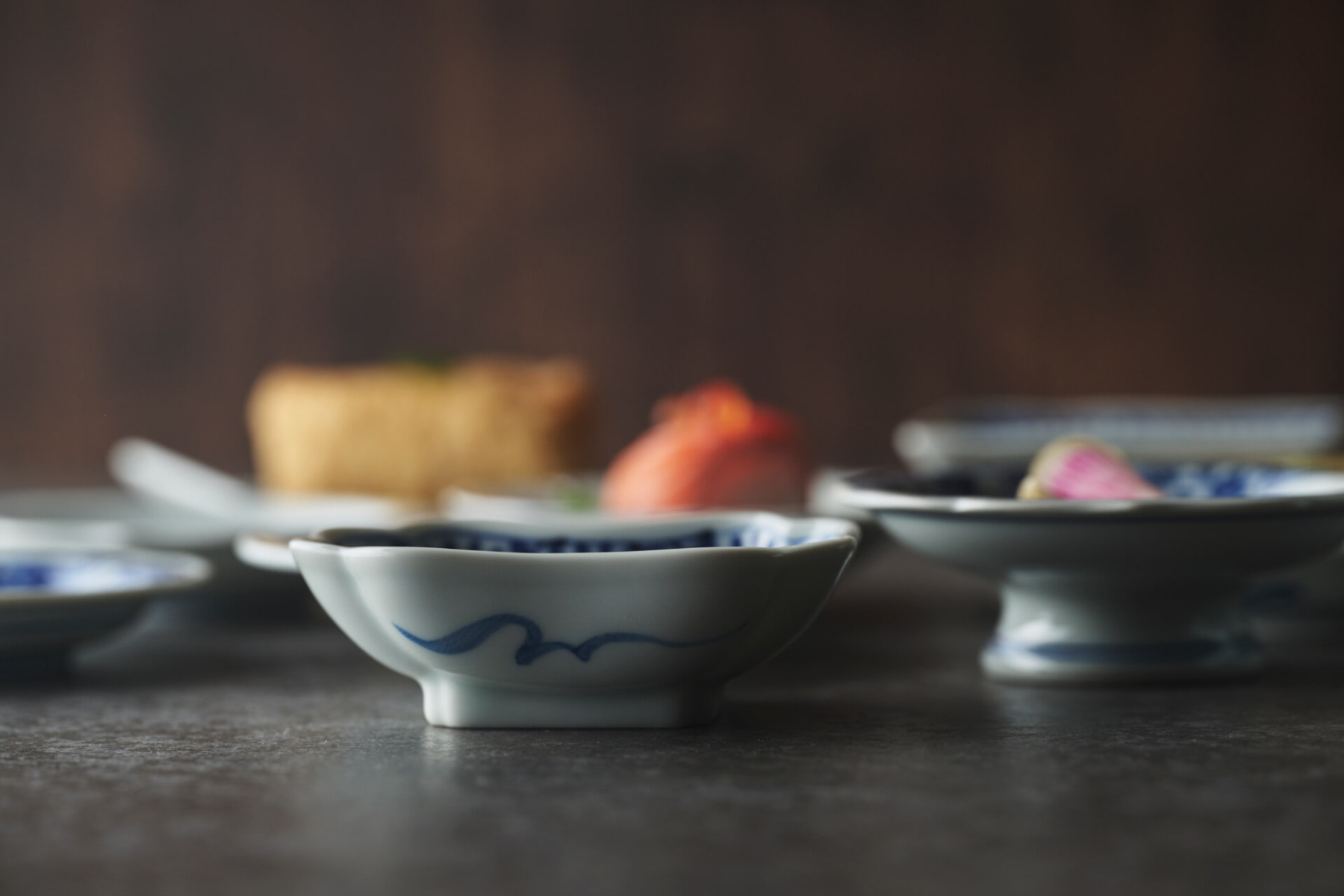 染付絵変わり小皿、小付