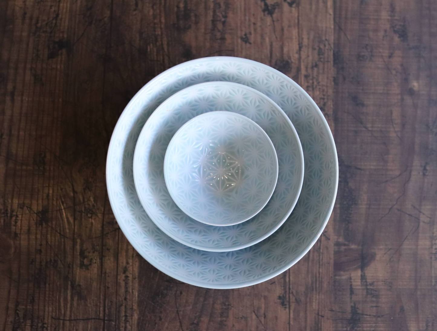 麻の葉　白磁/青白釉