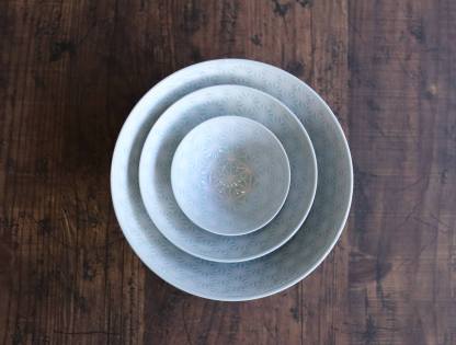 麻の葉　白磁/青白釉