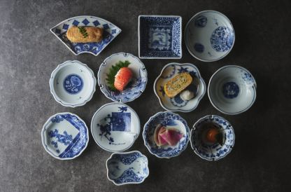 染付絵変わり小皿、小付