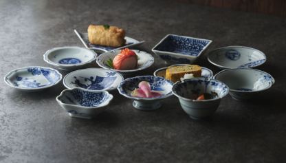 染付絵変わり小皿、小付