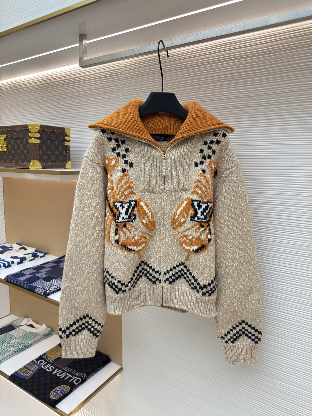 [ Louis Vuitton ] ルイ・ヴィトン  ロブスター編みウールニットジップコート