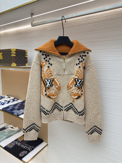 [ Louis Vuitton ] ルイ・ヴィトン  ロブスター編みウールニットジップコート