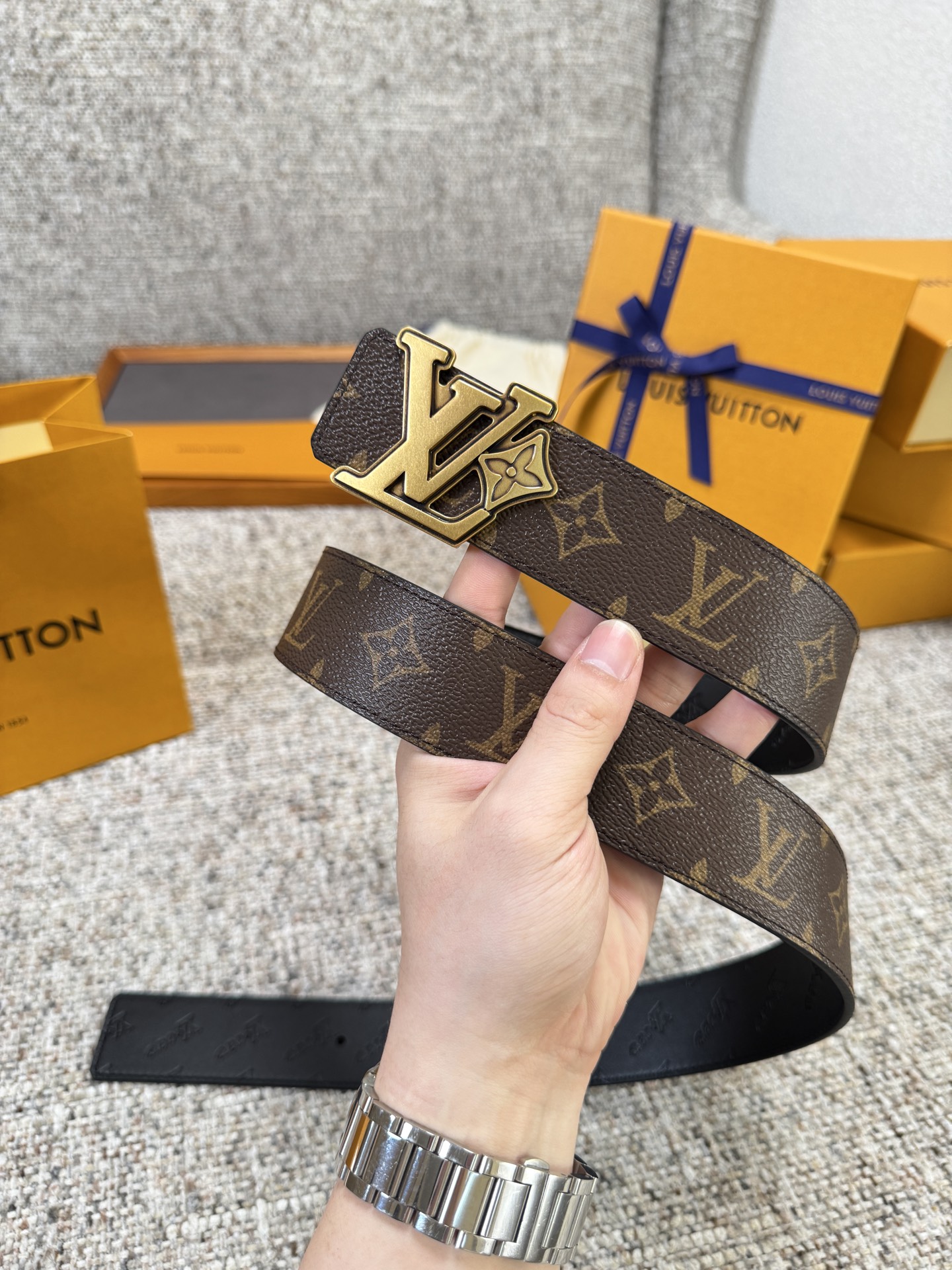 ルイ・ヴィトン「Louis Vuitton」ベルト モノグラムレザーベルト