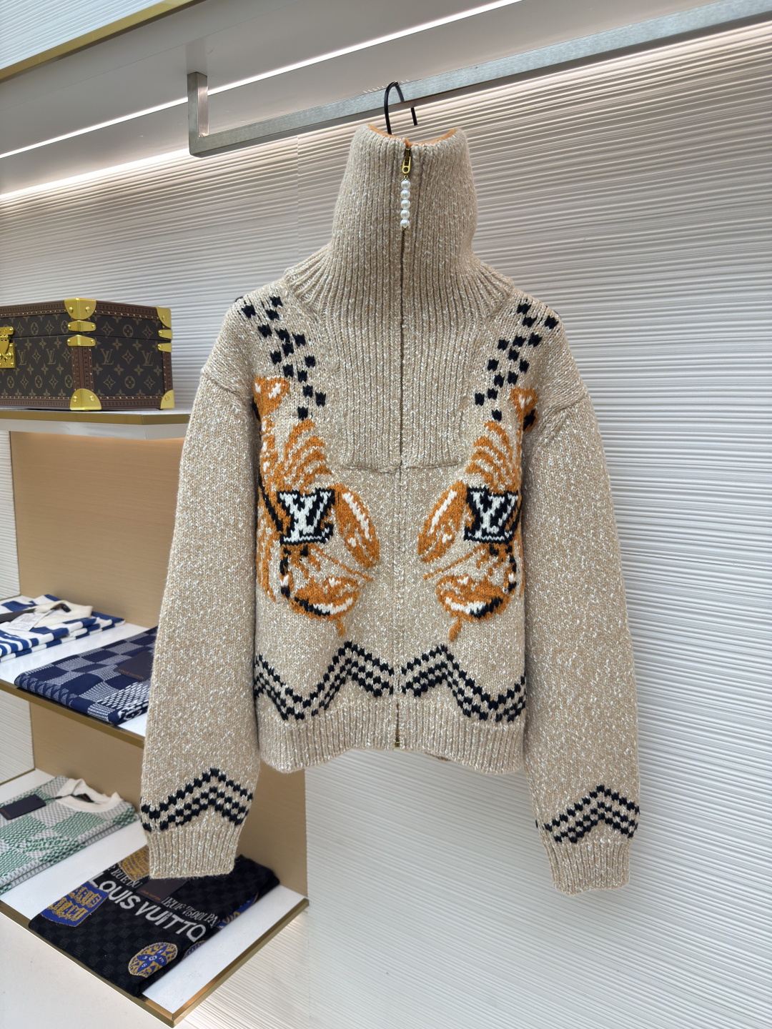 [ Louis Vuitton ] ルイ・ヴィトン  ロブスター編みウールニットジップコート