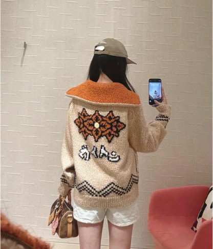 [ Louis Vuitton ] ルイ・ヴィトン  ロブスター編みウールニットジップコート