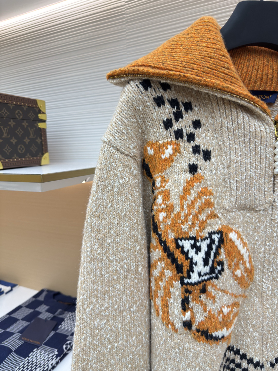 [ Louis Vuitton ] ルイ・ヴィトン  ロブスター編みウールニットジップコート