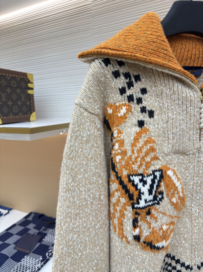 [ Louis Vuitton ] ルイ・ヴィトン  ロブスター編みウールニットジップコート