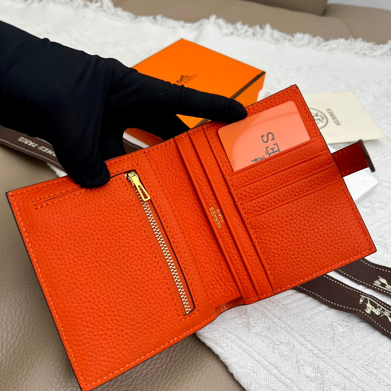 エルメス「Hermès」 レザーポケットウォレット