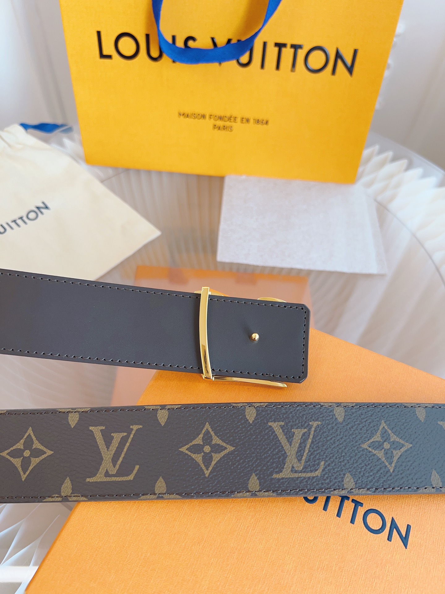 ルイ・ヴィトン「Louis Vuitton」ベルト モノグラムレザーベルト