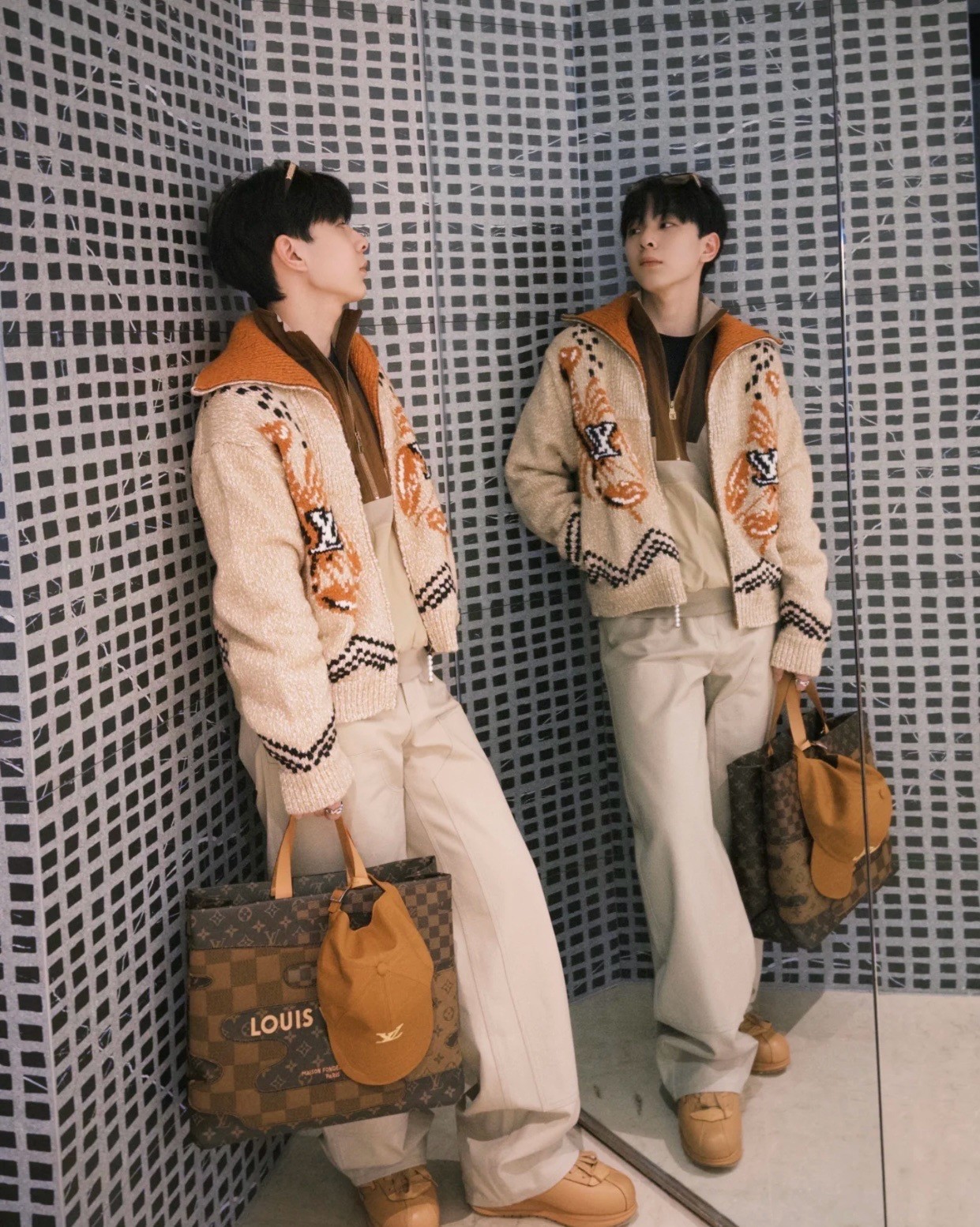 [ Louis Vuitton ] ルイ・ヴィトン  ロブスター編みウールニットジップコート