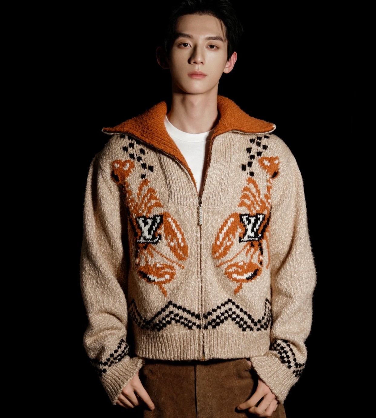 [ Louis Vuitton ] ルイ・ヴィトン  ロブスター編みウールニットジップコート