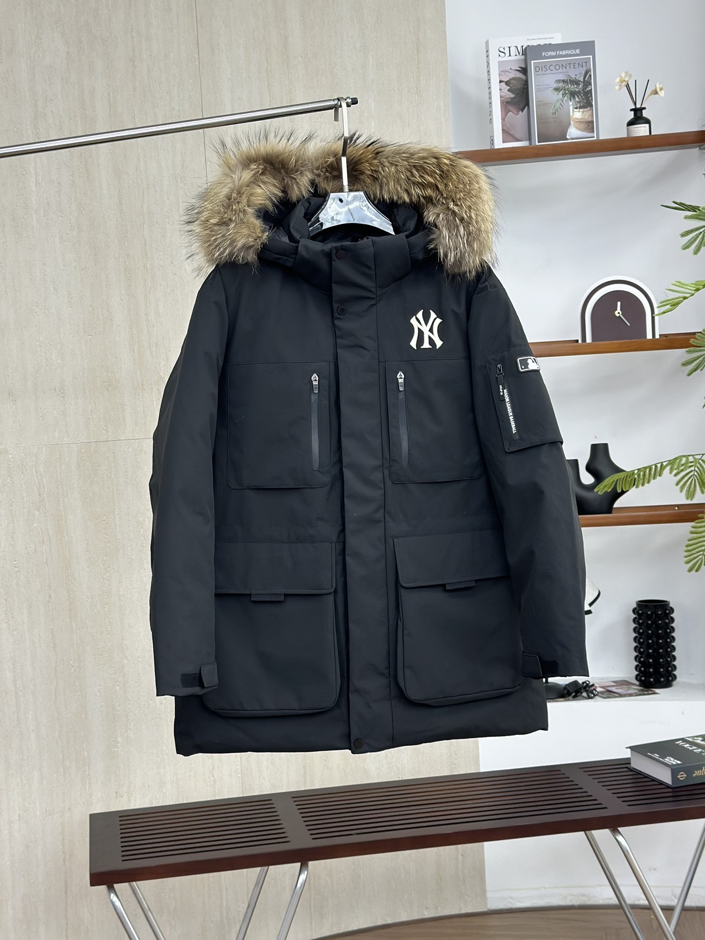 MLBヤンキース2代目ビッグポケットスタッズ大毛襟ダウンジャケット