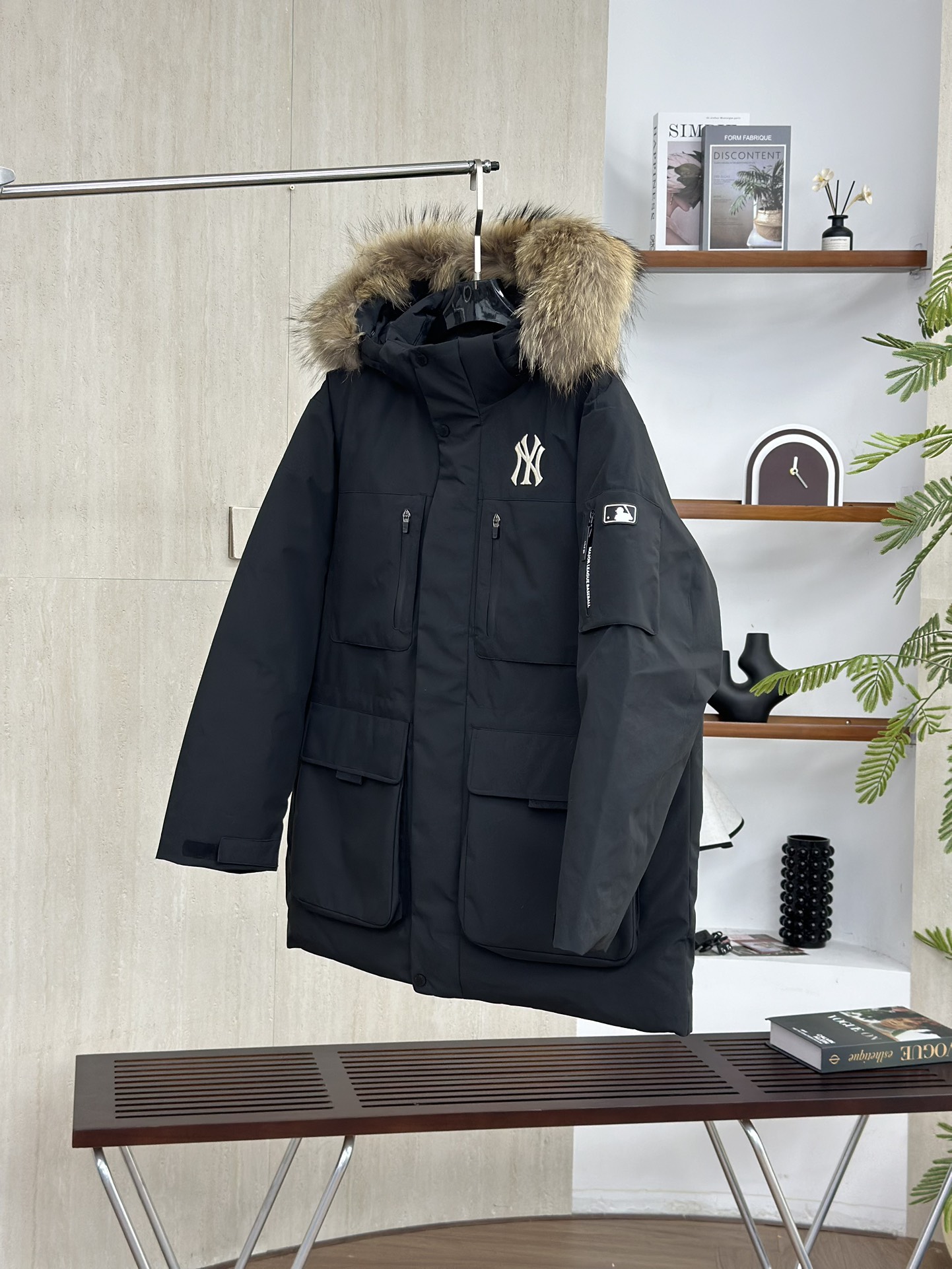 MLBヤンキース2代目ビッグポケットスタッズ大毛襟ダウンジャケット