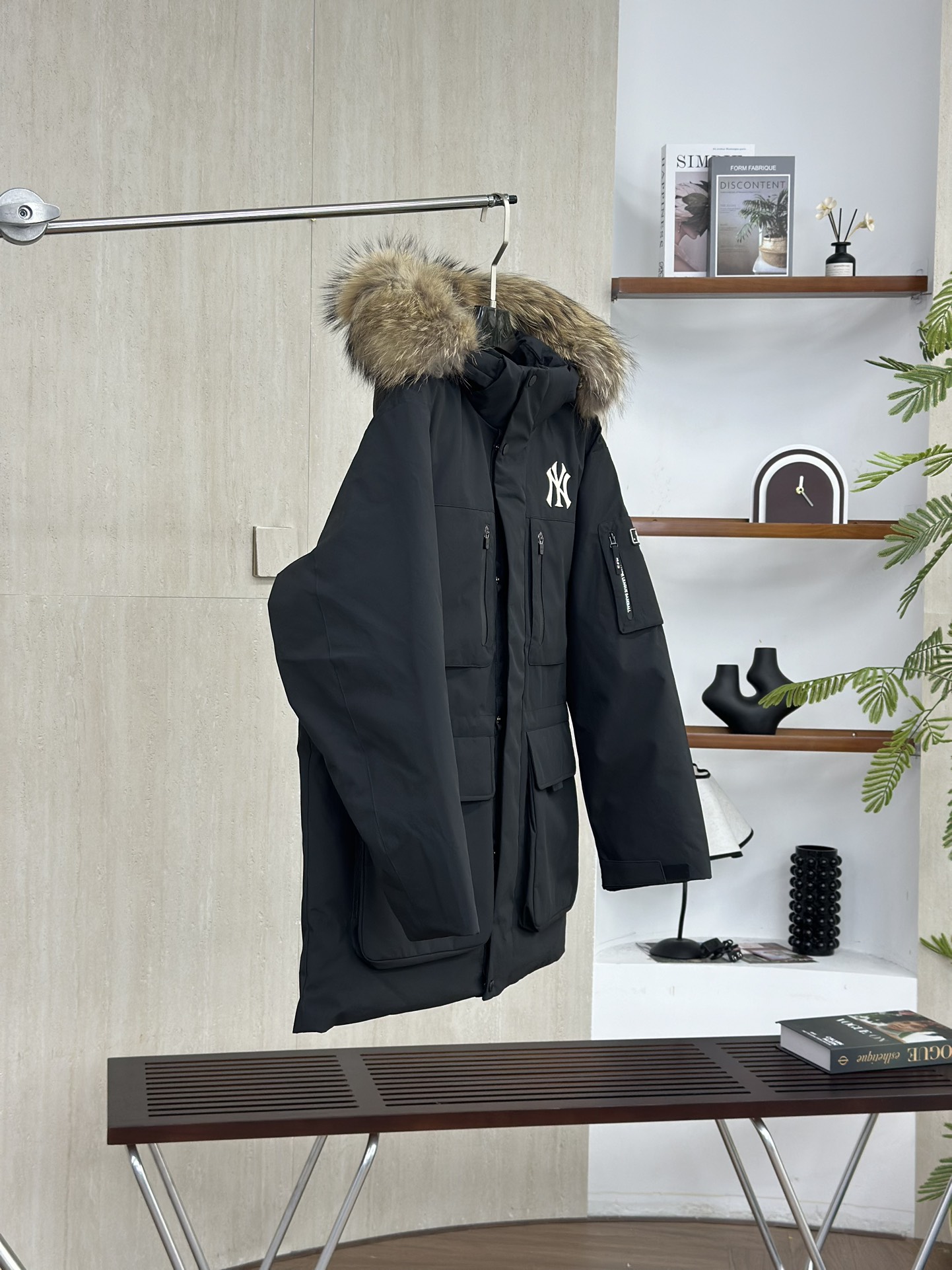 MLBヤンキース2代目ビッグポケットスタッズ大毛襟ダウンジャケット