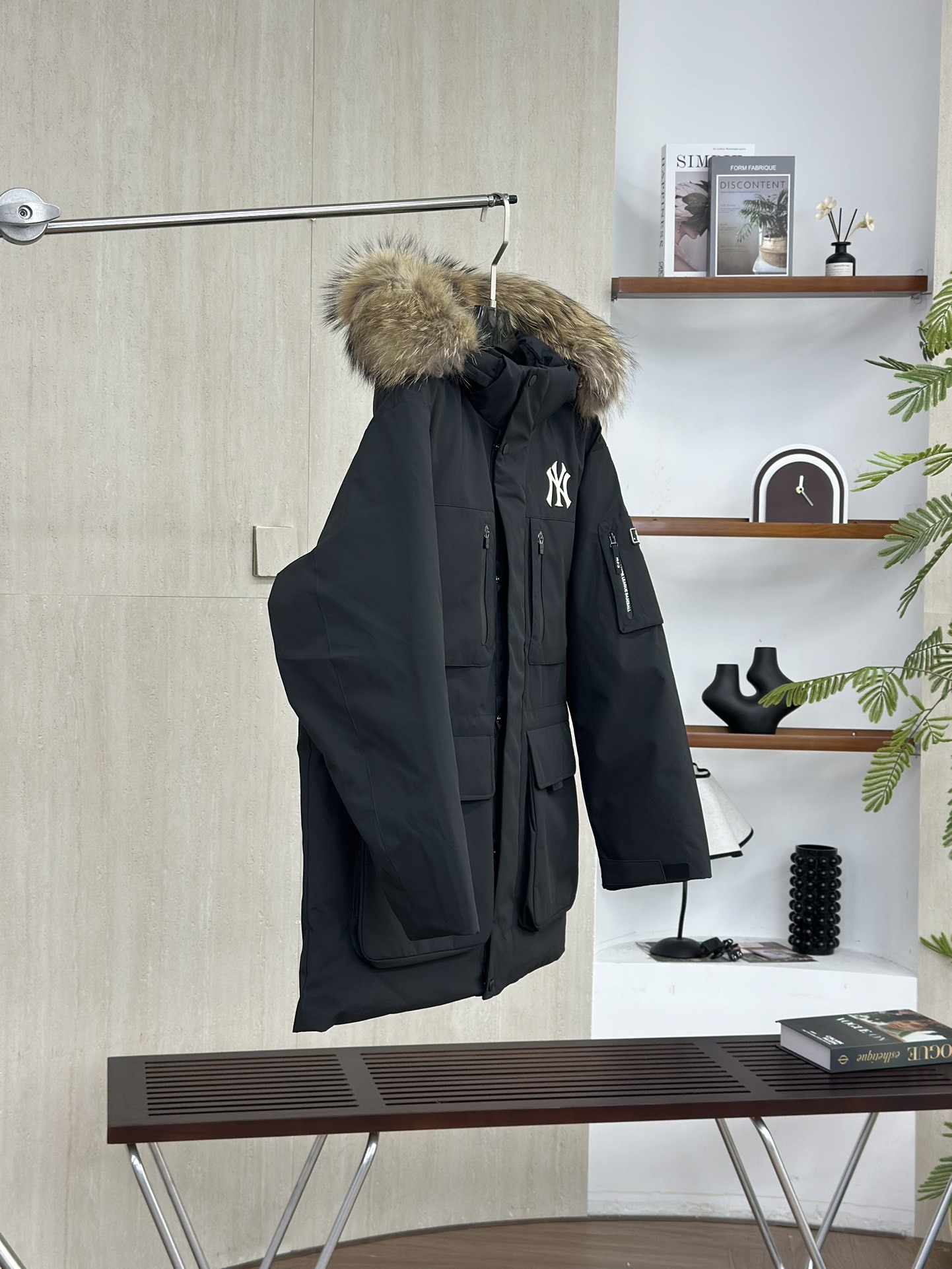 MLBヤンキース2代目ビッグポケットスタッズ大毛襟ダウンジャケット