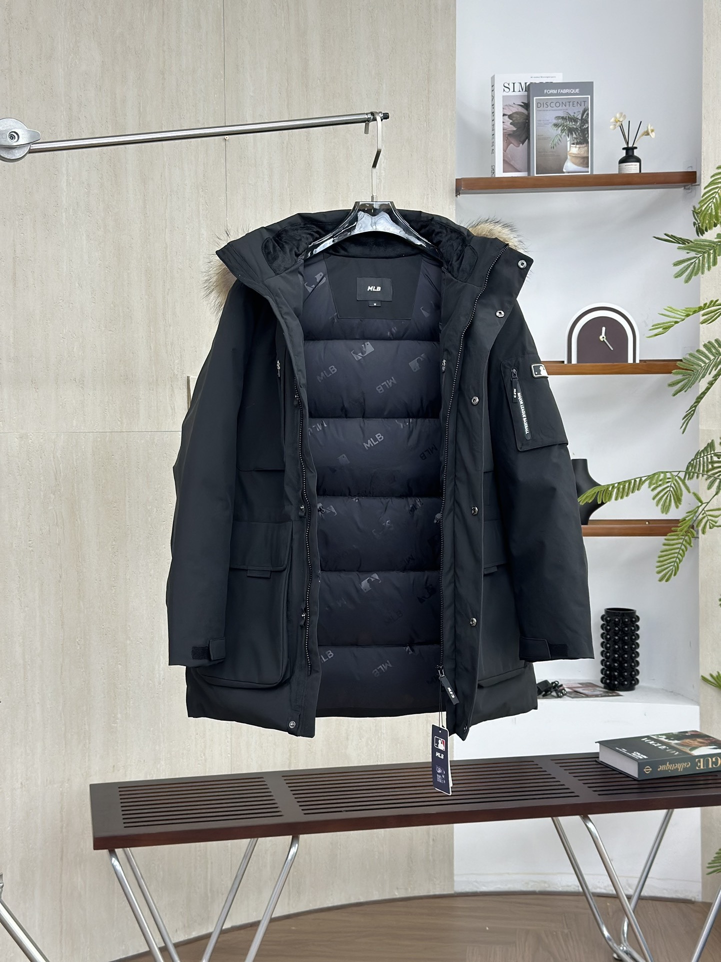 MLBヤンキース2代目ビッグポケットスタッズ大毛襟ダウンジャケット