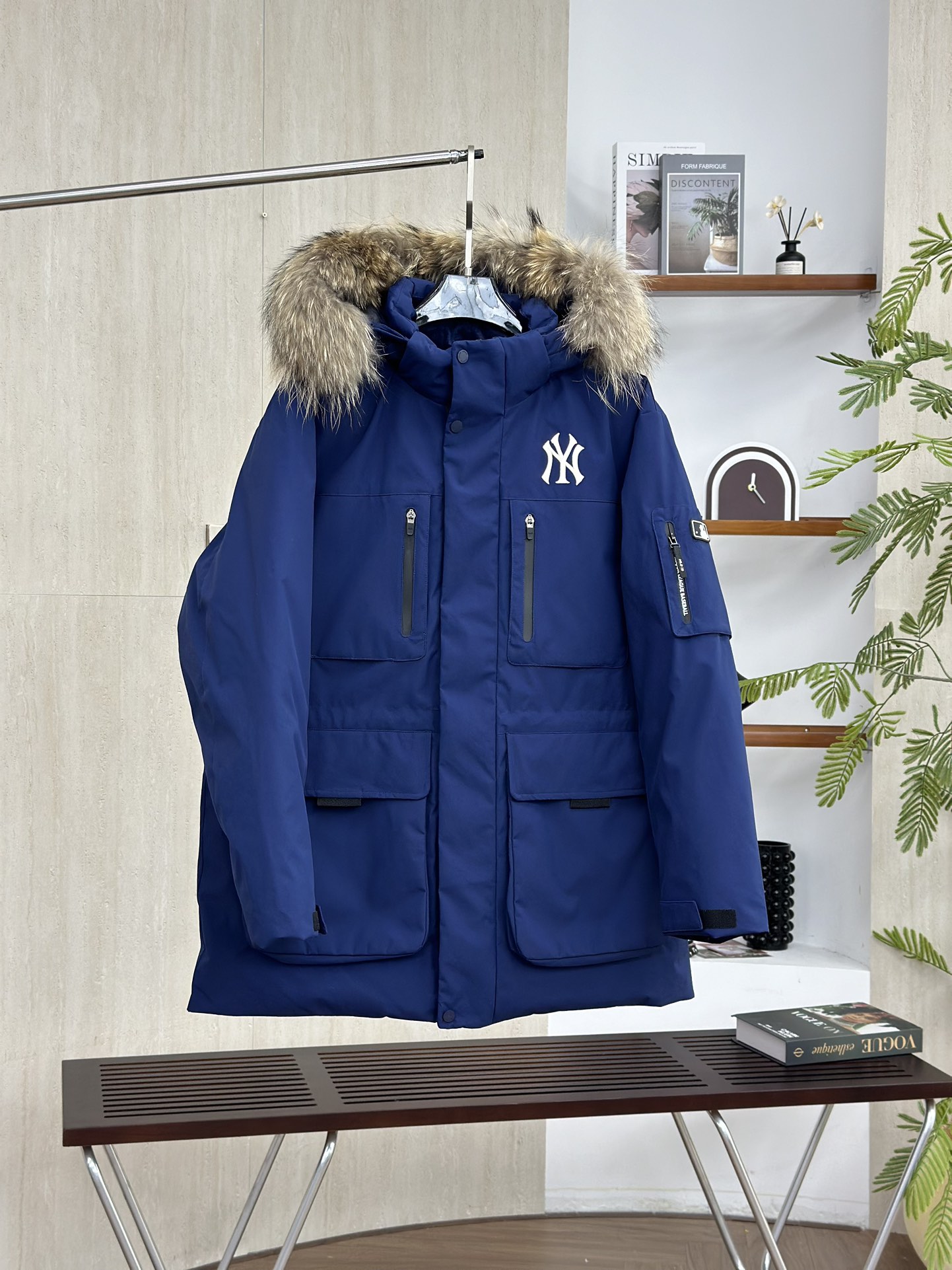 MLBヤンキース2代目ビッグポケットスタッズ大毛襟ダウンジャケット