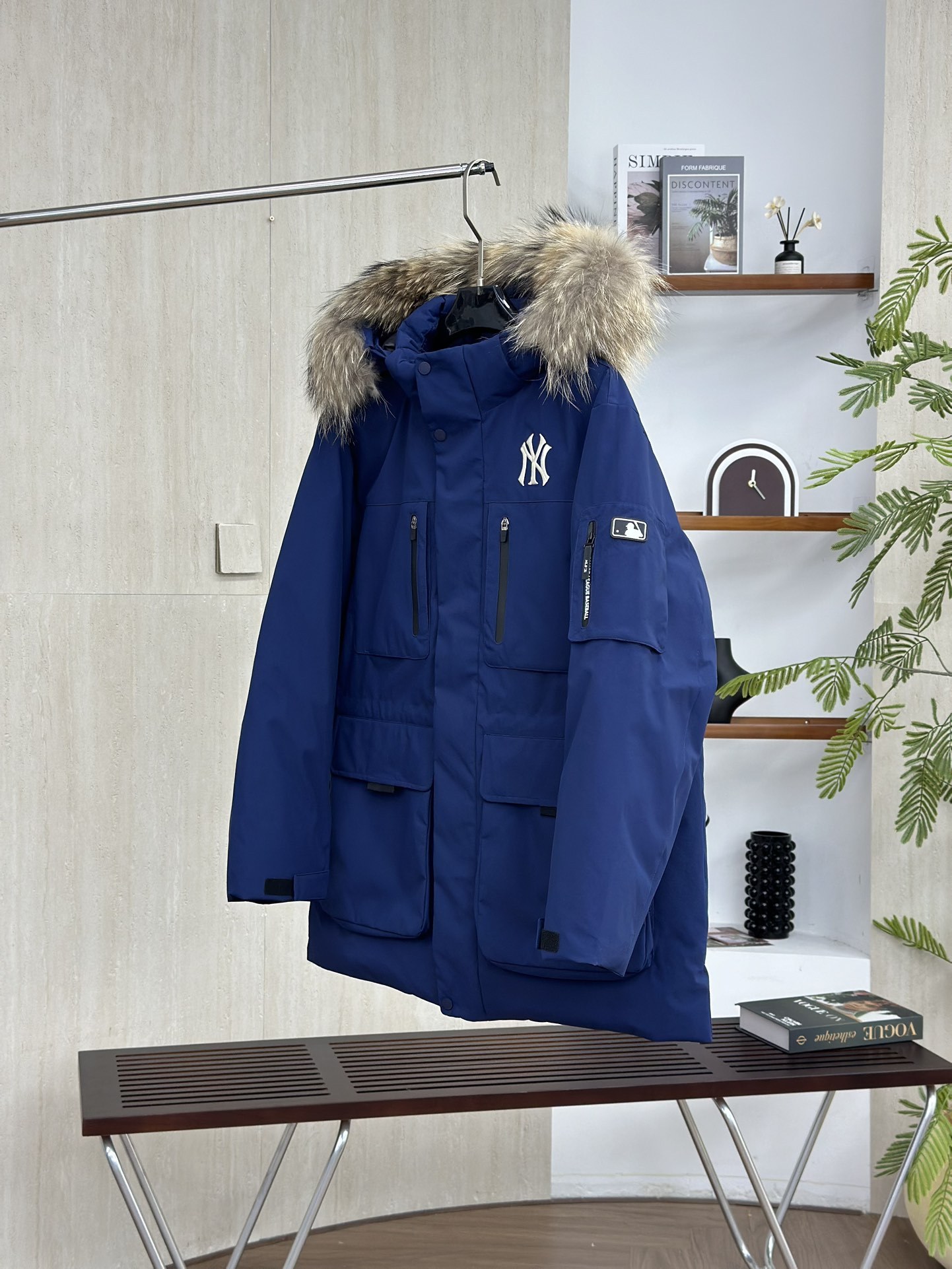 MLBヤンキース2代目ビッグポケットスタッズ大毛襟ダウンジャケット