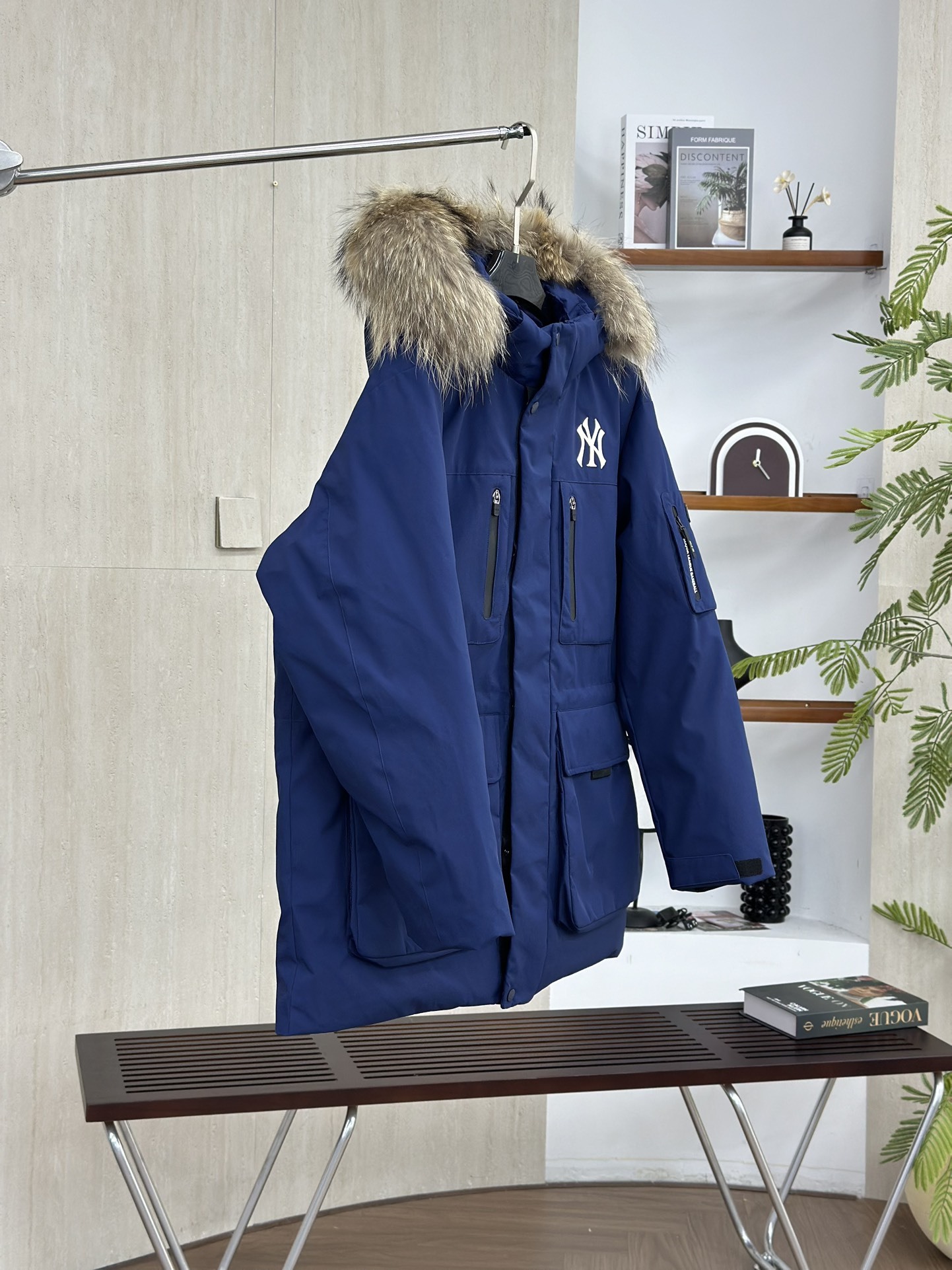 MLBヤンキース2代目ビッグポケットスタッズ大毛襟ダウンジャケット