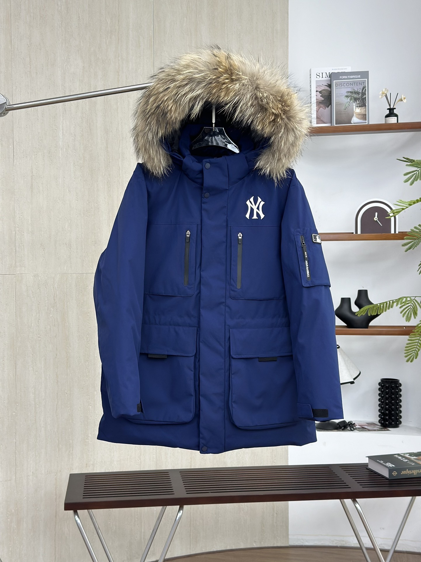 MLBヤンキース2代目ビッグポケットスタッズ大毛襟ダウンジャケット