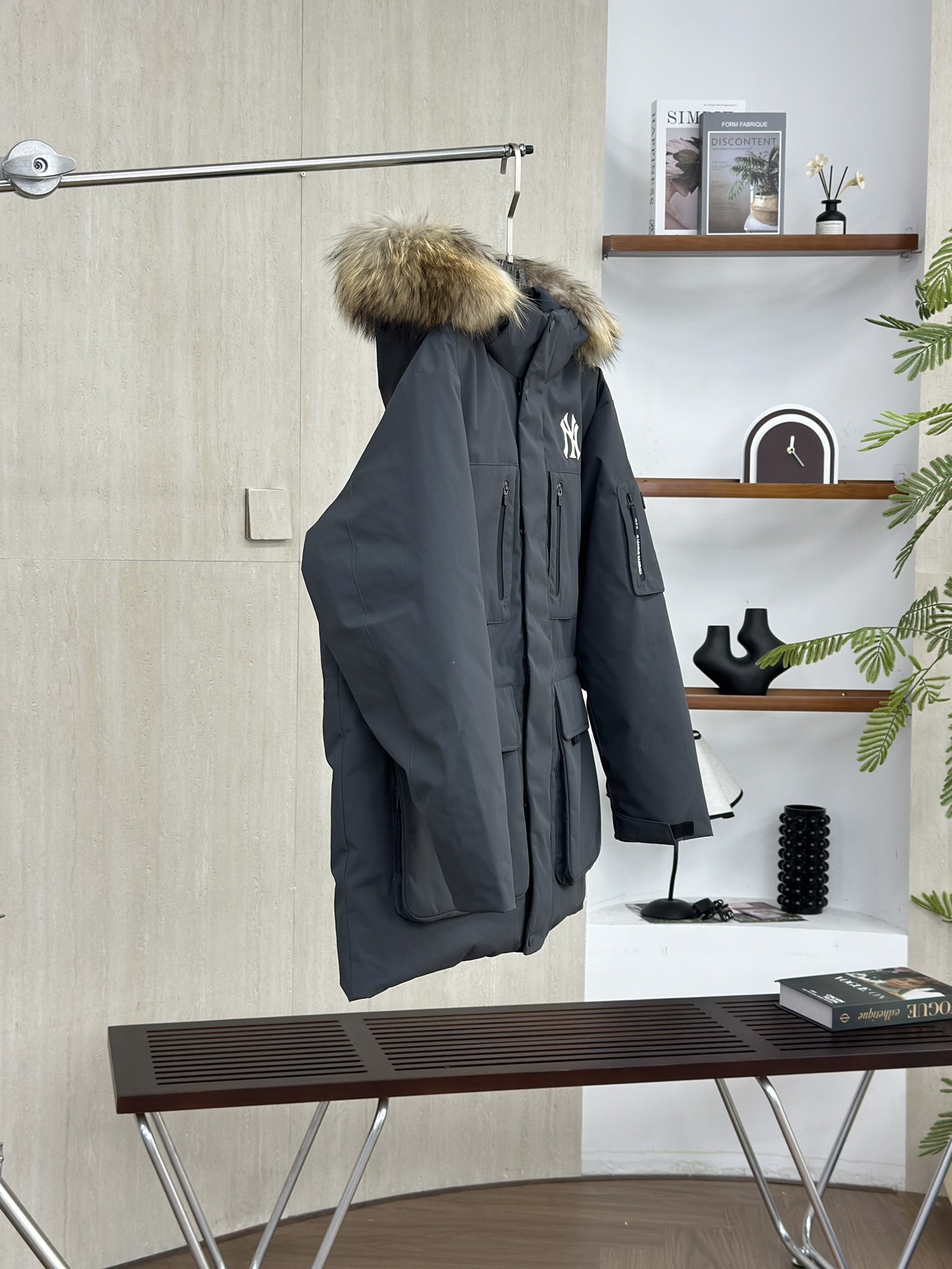 MLBヤンキース2代目ビッグポケットスタッズ大毛襟ダウンジャケット