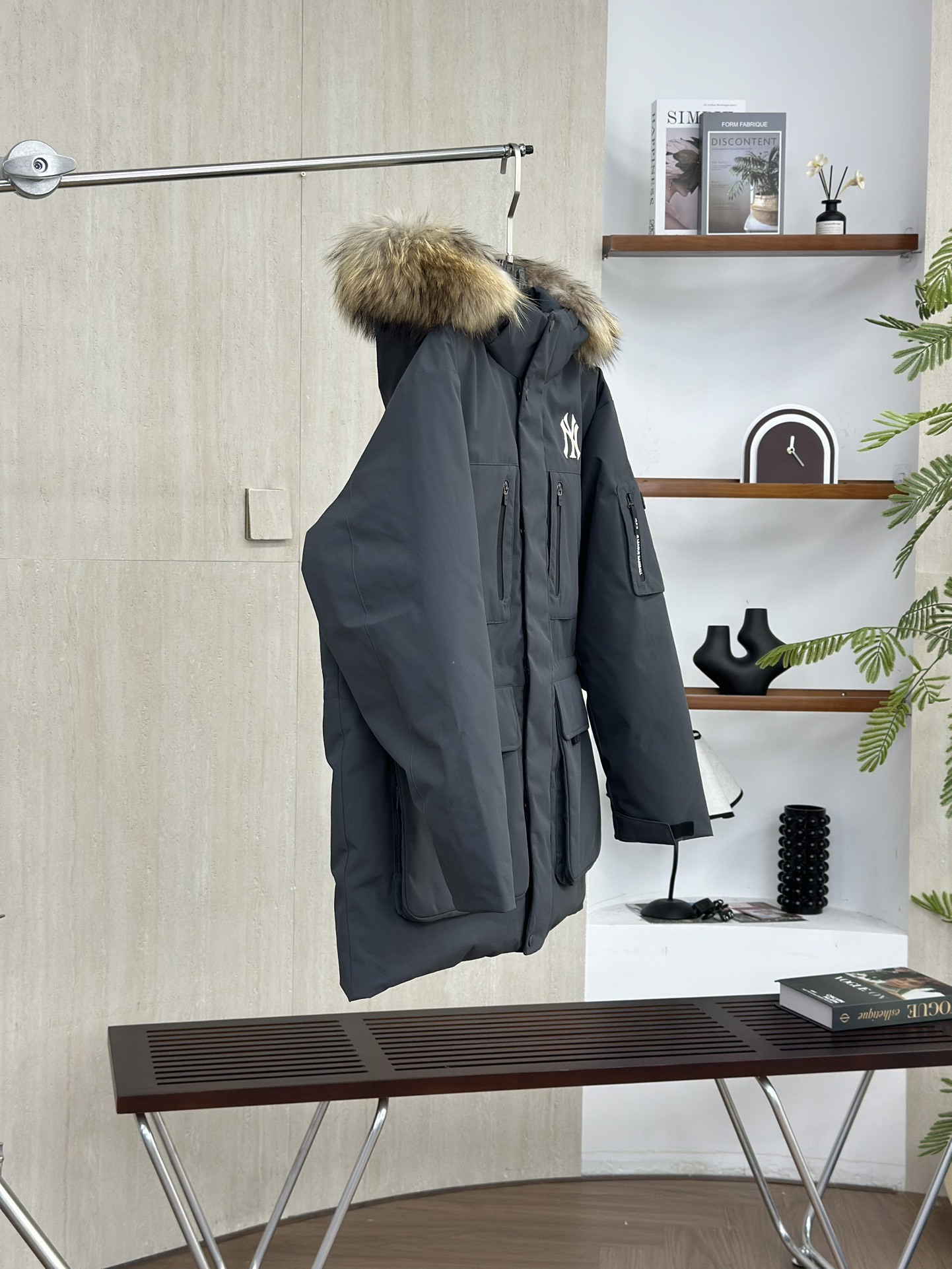 MLBヤンキース2代目ビッグポケットスタッズ大毛襟ダウンジャケット