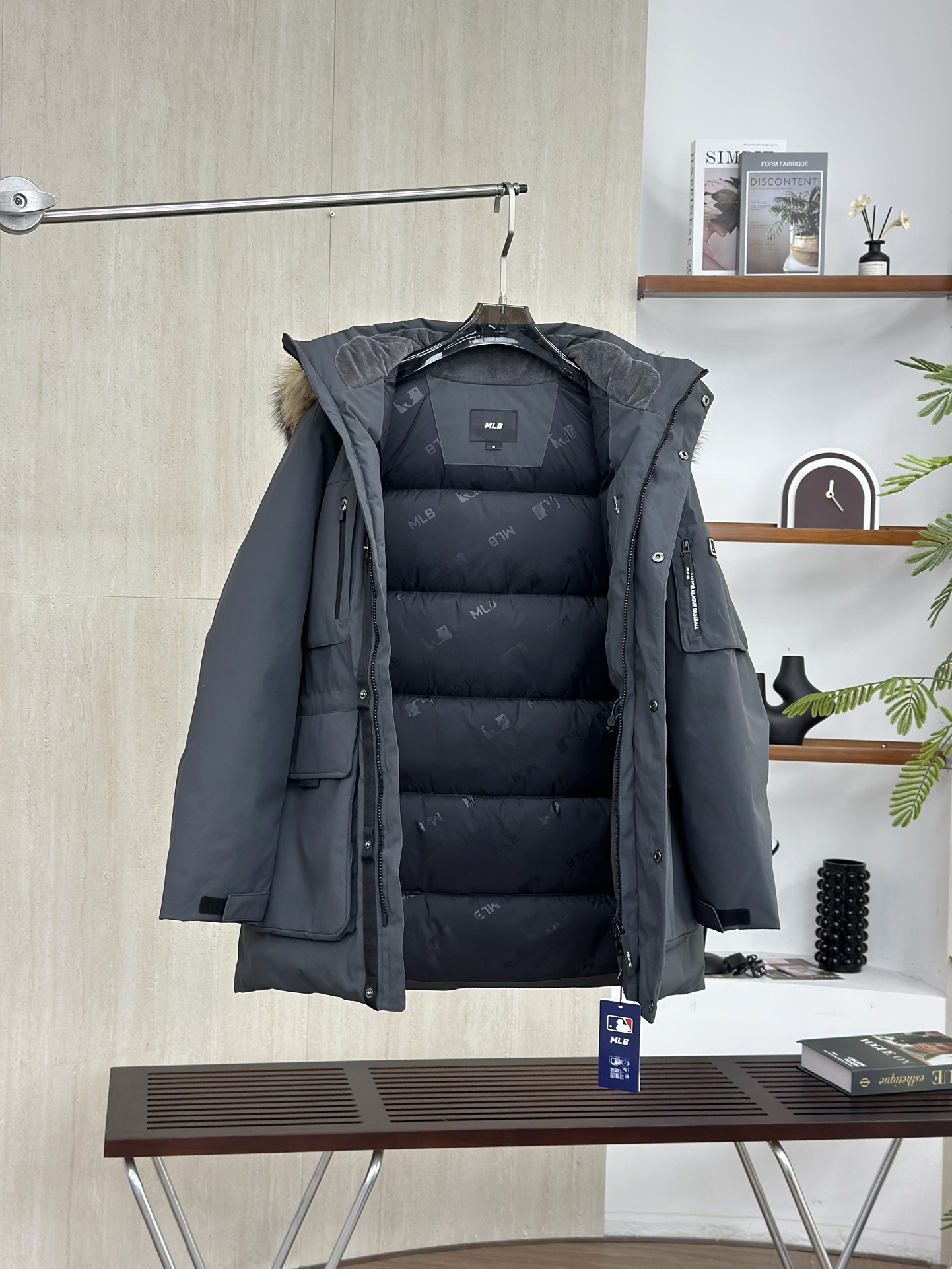 MLBヤンキース2代目ビッグポケットスタッズ大毛襟ダウンジャケット