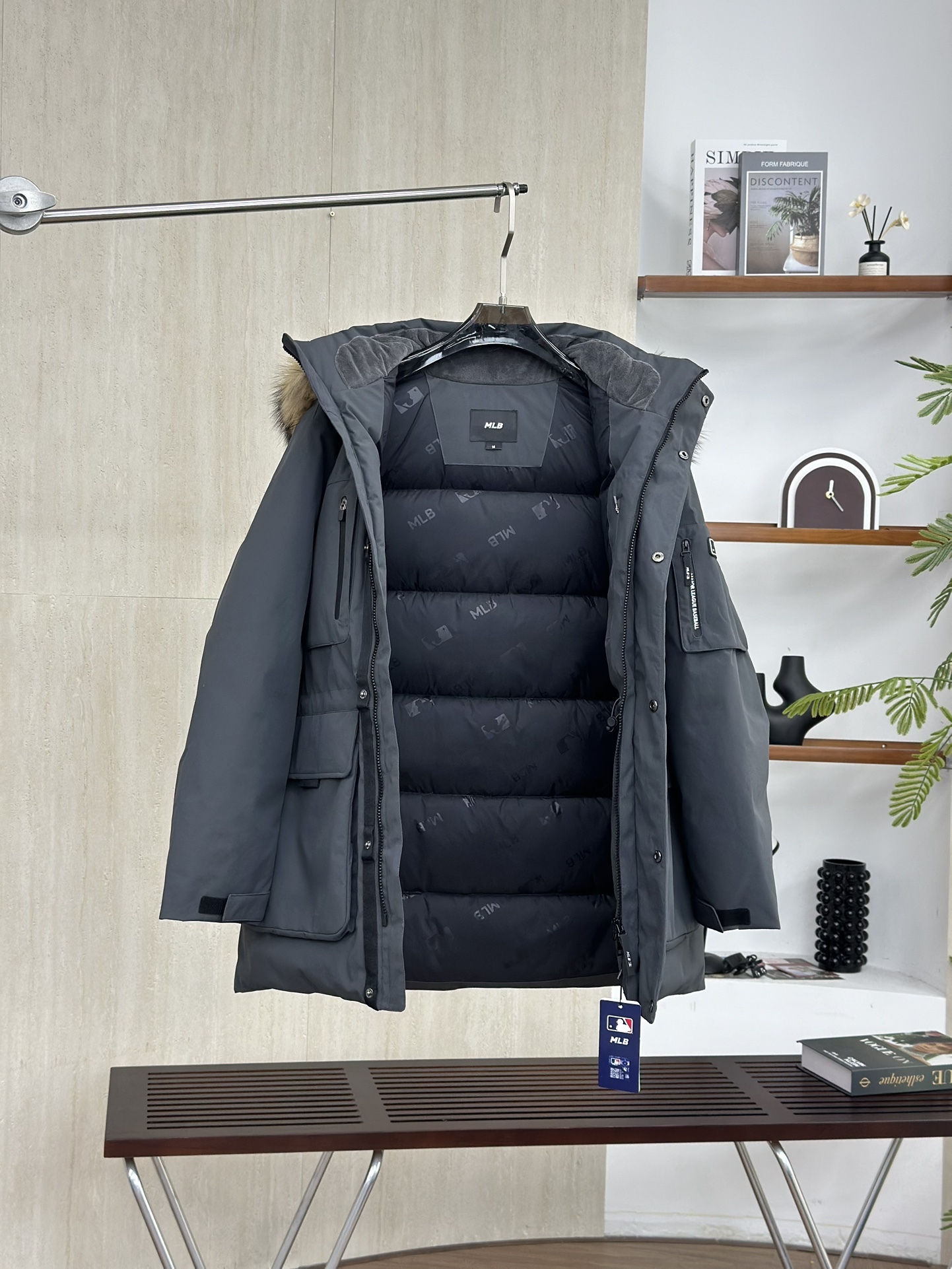 MLBヤンキース2代目ビッグポケットスタッズ大毛襟ダウンジャケット