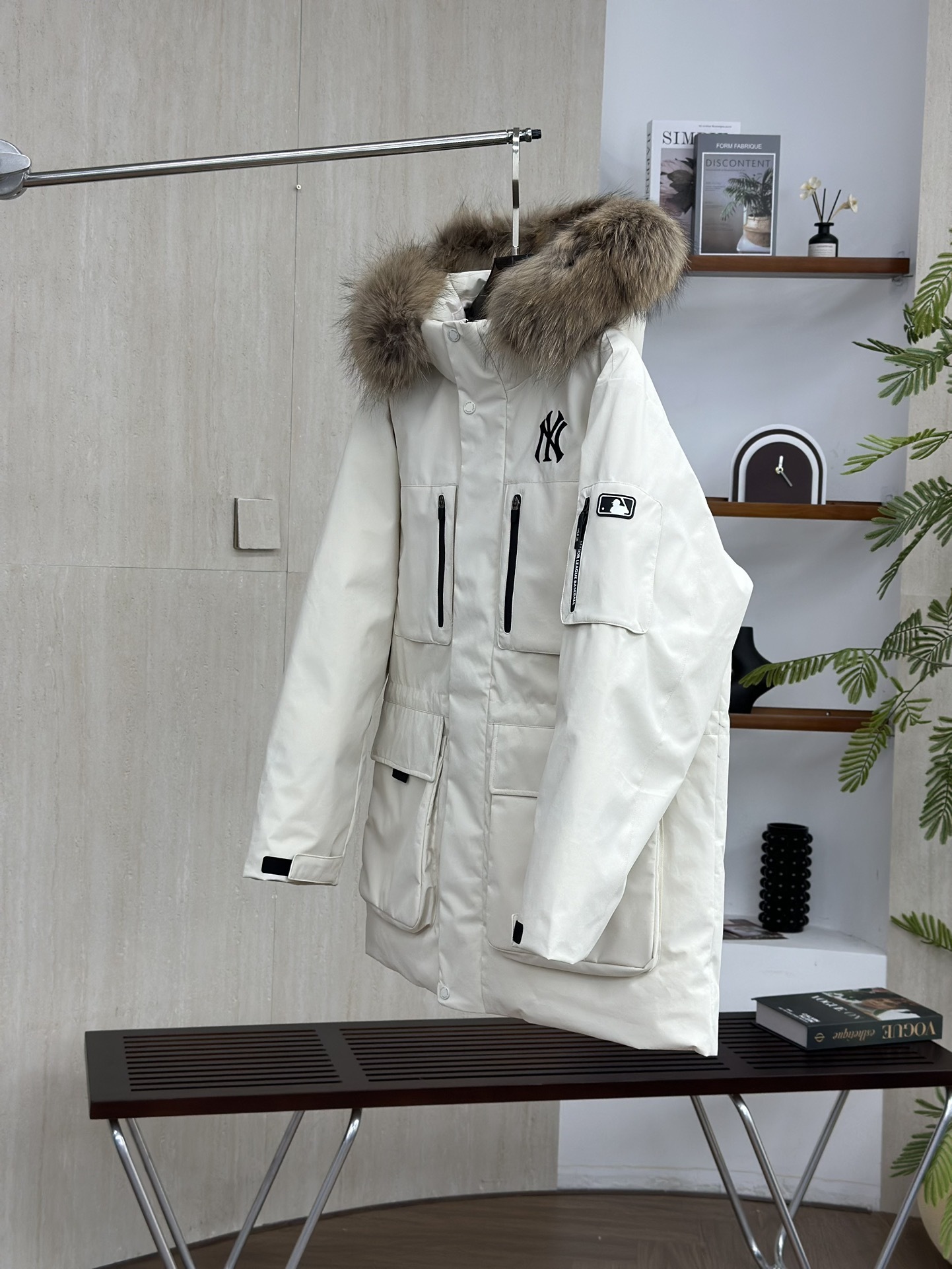 MLBヤンキース2代目ビッグポケットスタッズ大毛襟ダウンジャケット