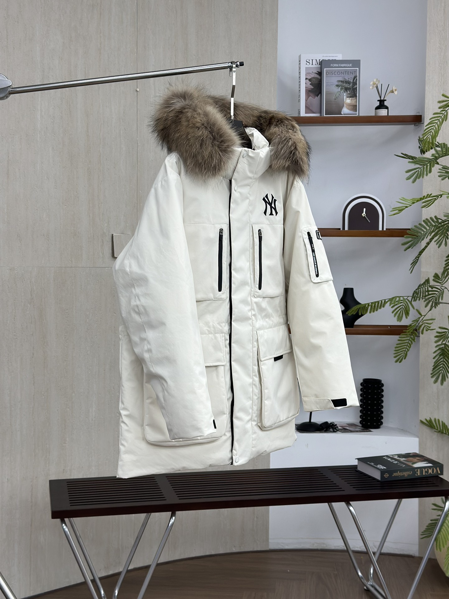 MLBヤンキース2代目ビッグポケットスタッズ大毛襟ダウンジャケット