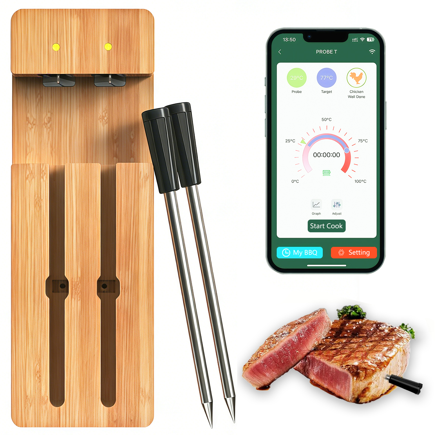 Nodea Wireless Smart Meat Thermometer
