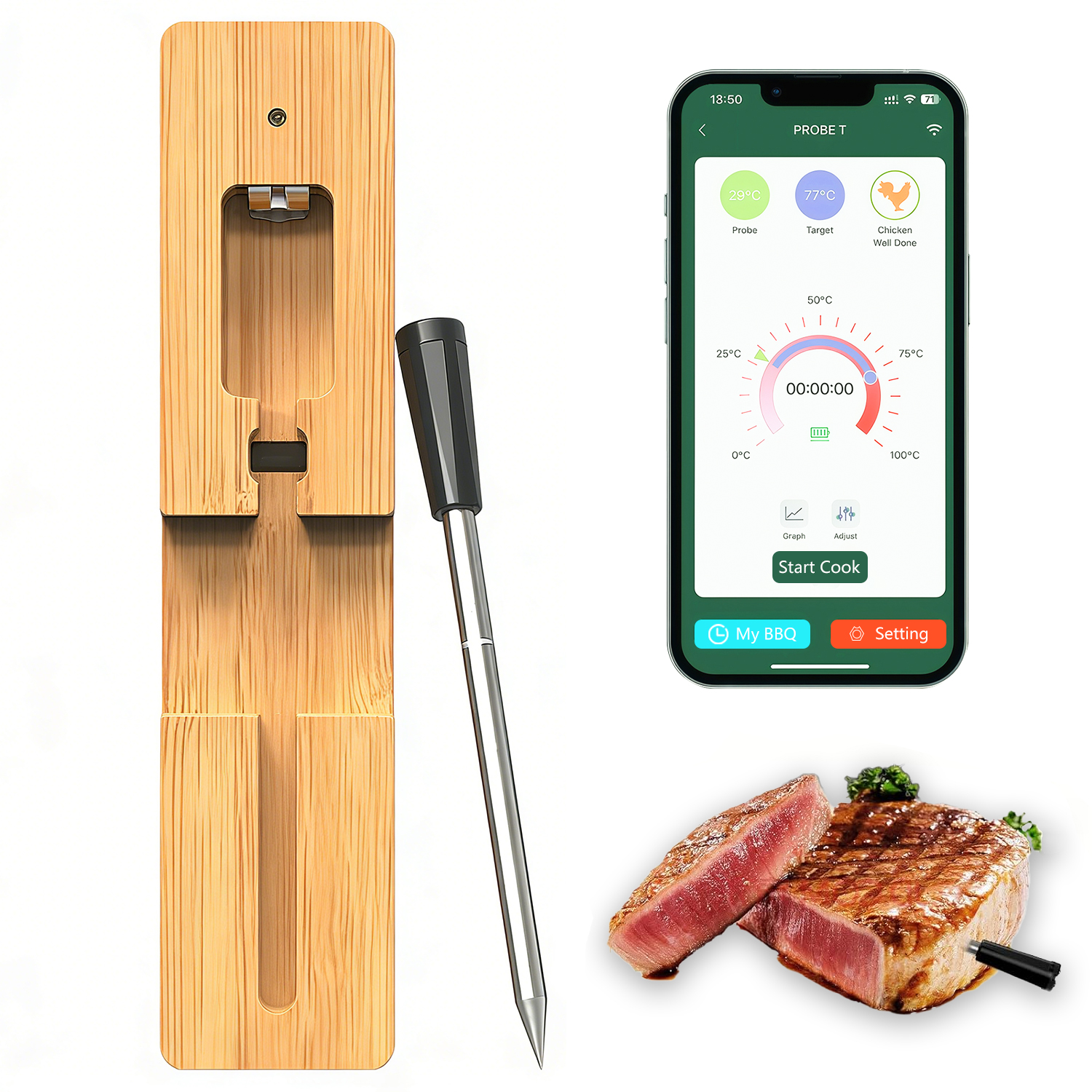 Nodea Wireless Smart Meat Thermometer