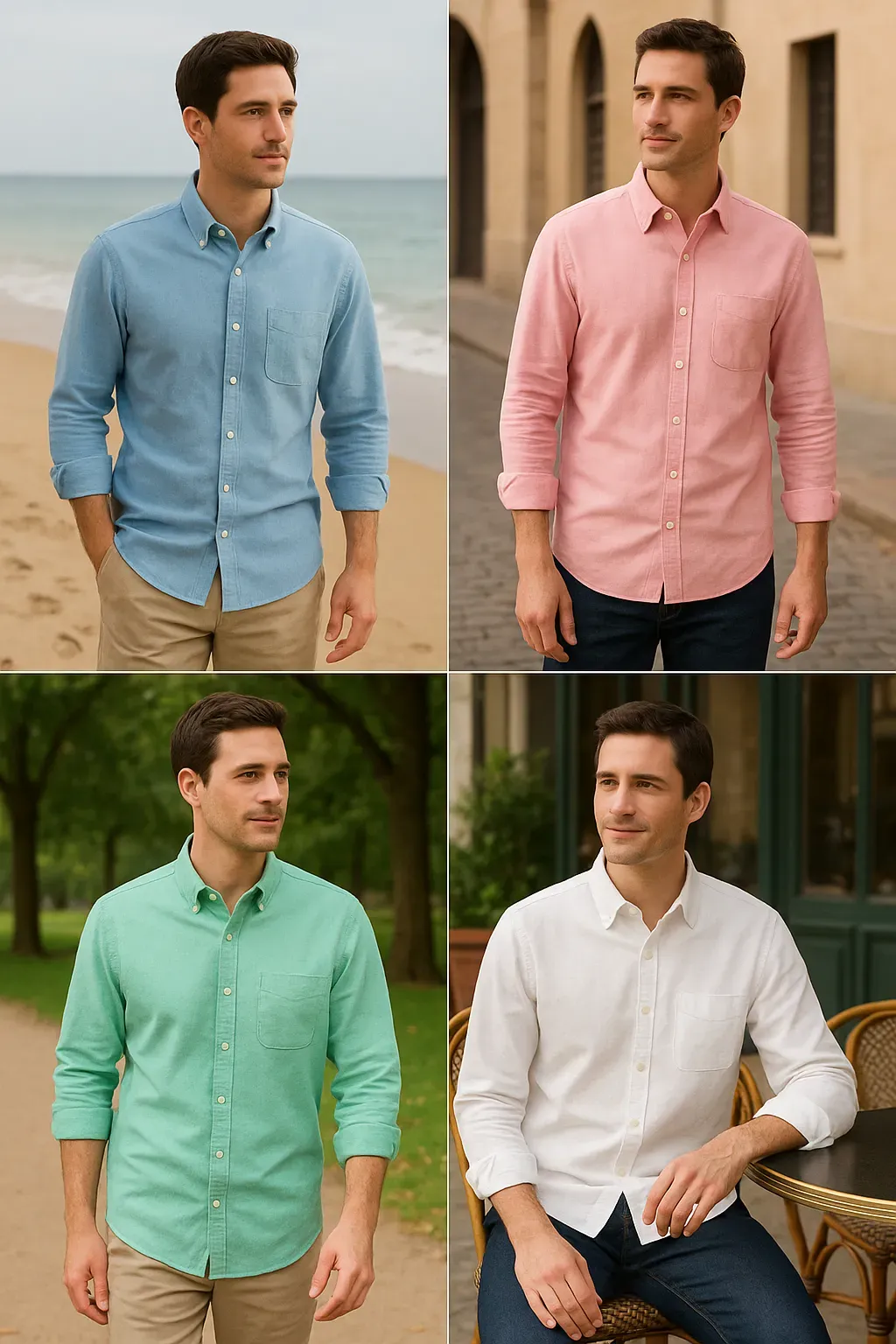 Men's Summer Cotton Linen Shirts (Pack Of 4)