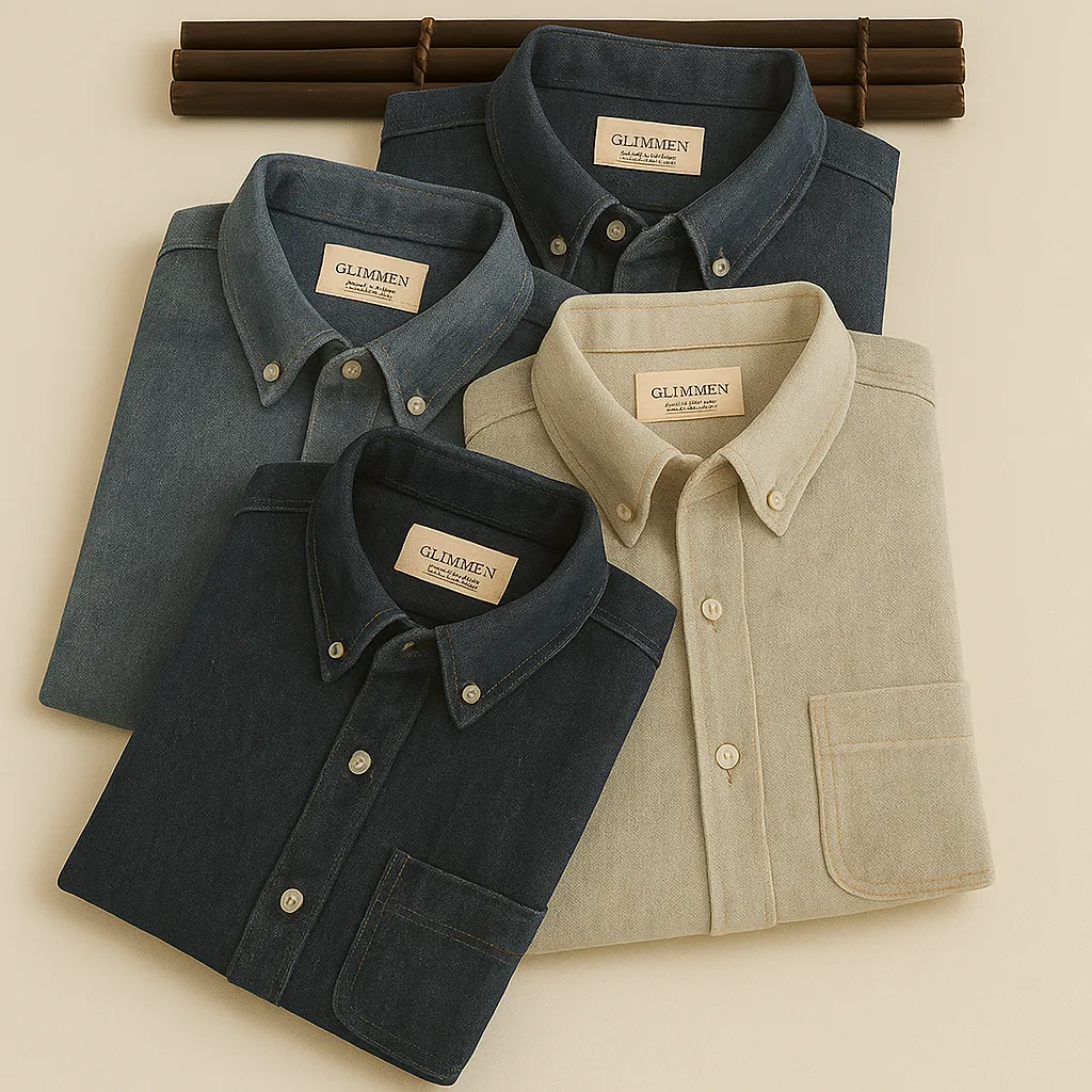 Mens Casual Denim Long Sleeve Shirts( Pack of 4 )