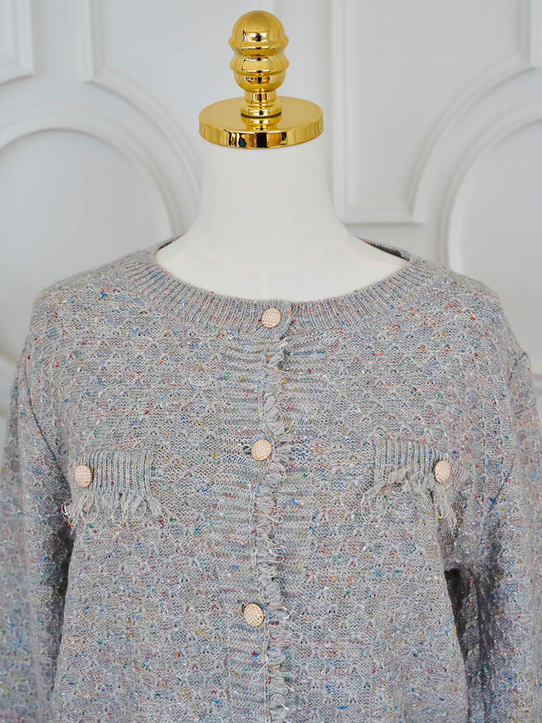 ツイードライクニットカーディガン(he001)