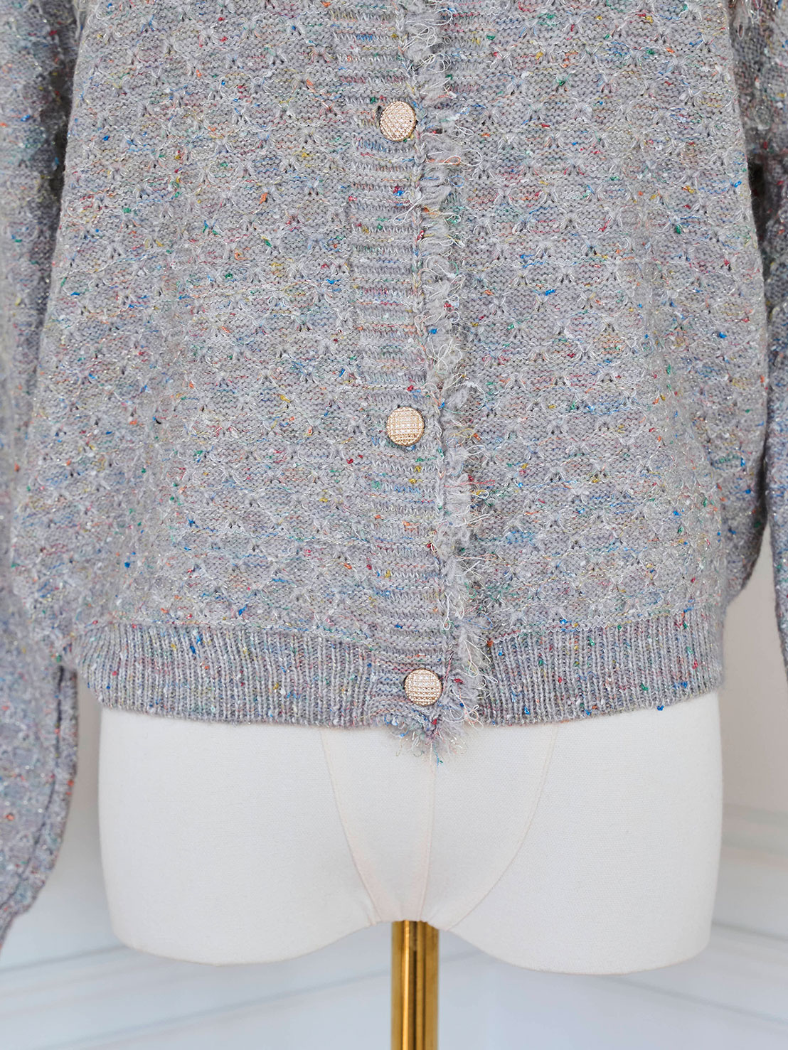 ツイードライクニットカーディガン(he001)