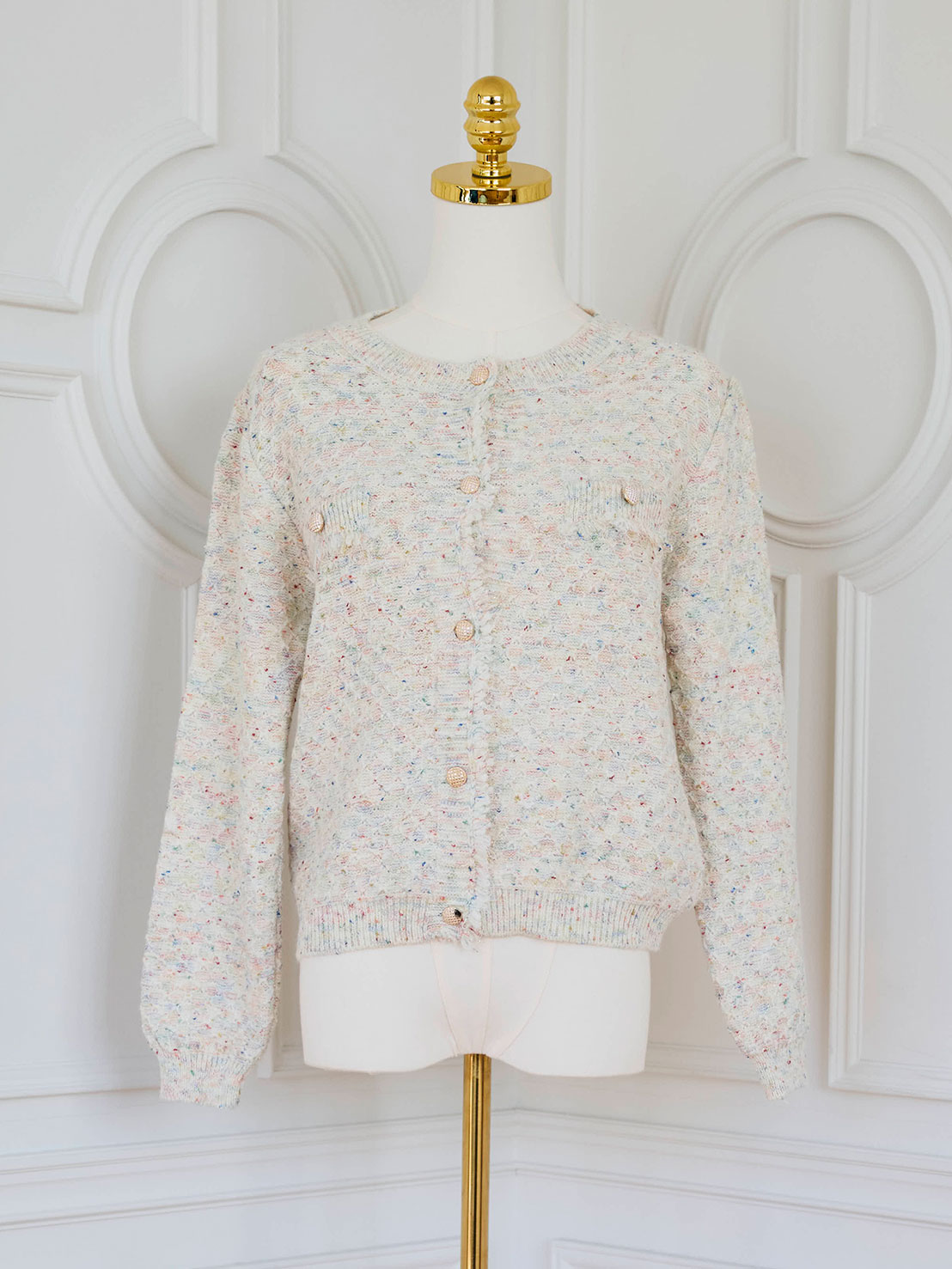 ツイードライクニットカーディガン(he001)