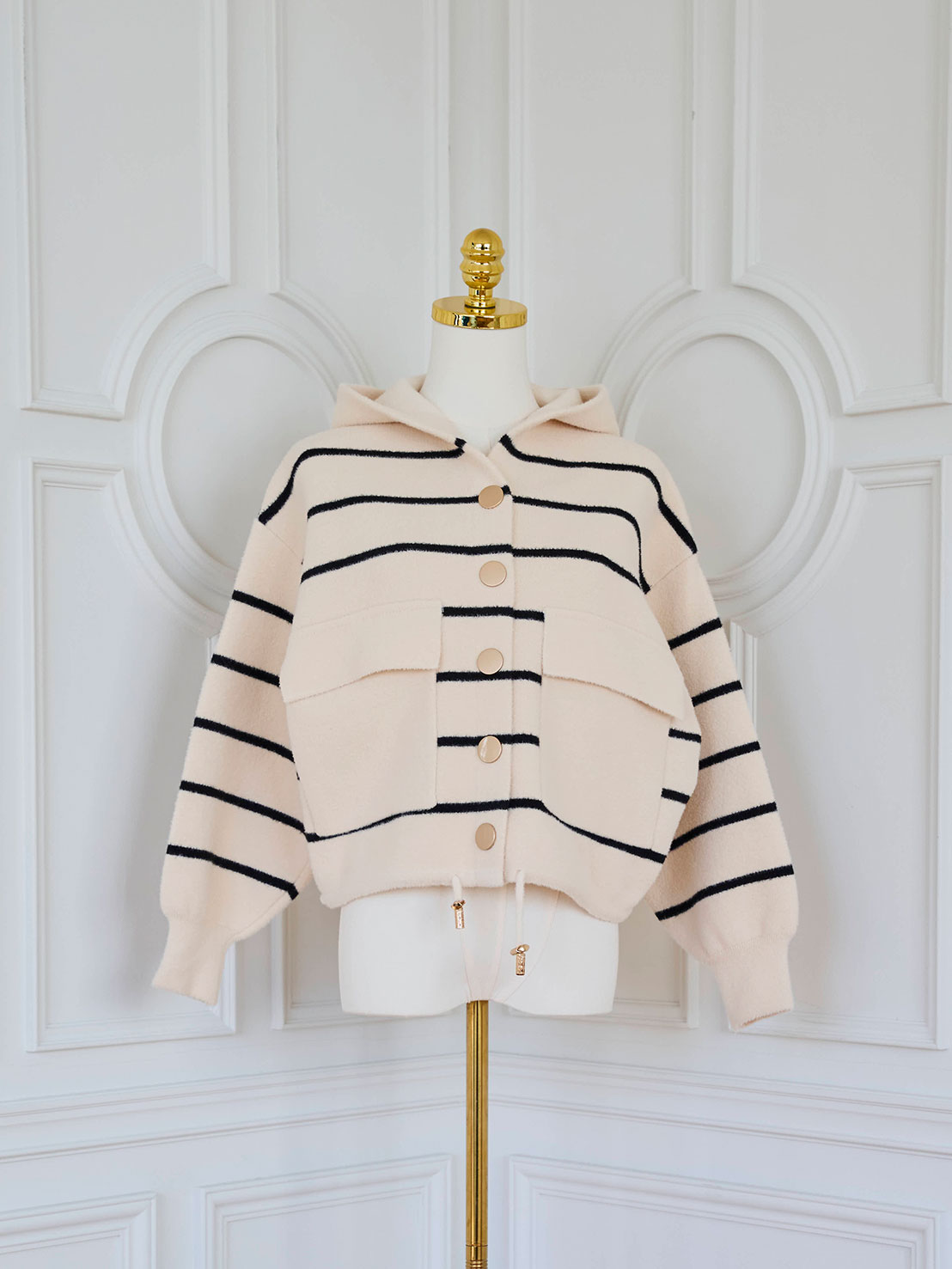 ボーダーニットフーディ(he004)