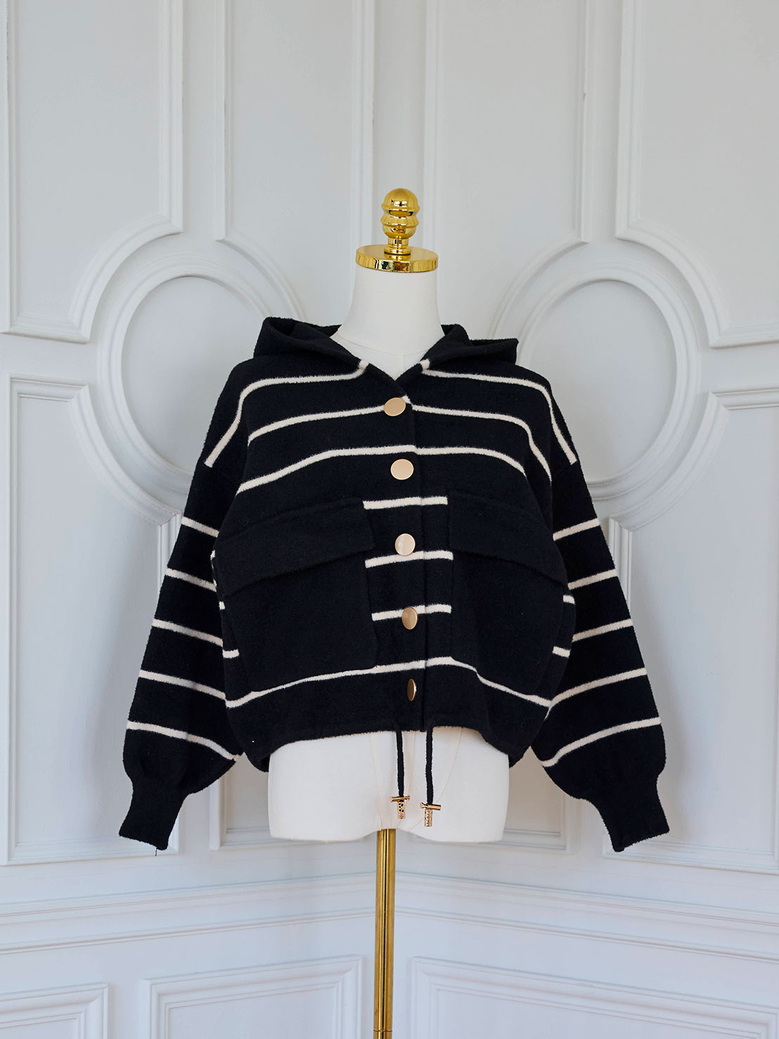 ボーダーニットフーディ(he004)