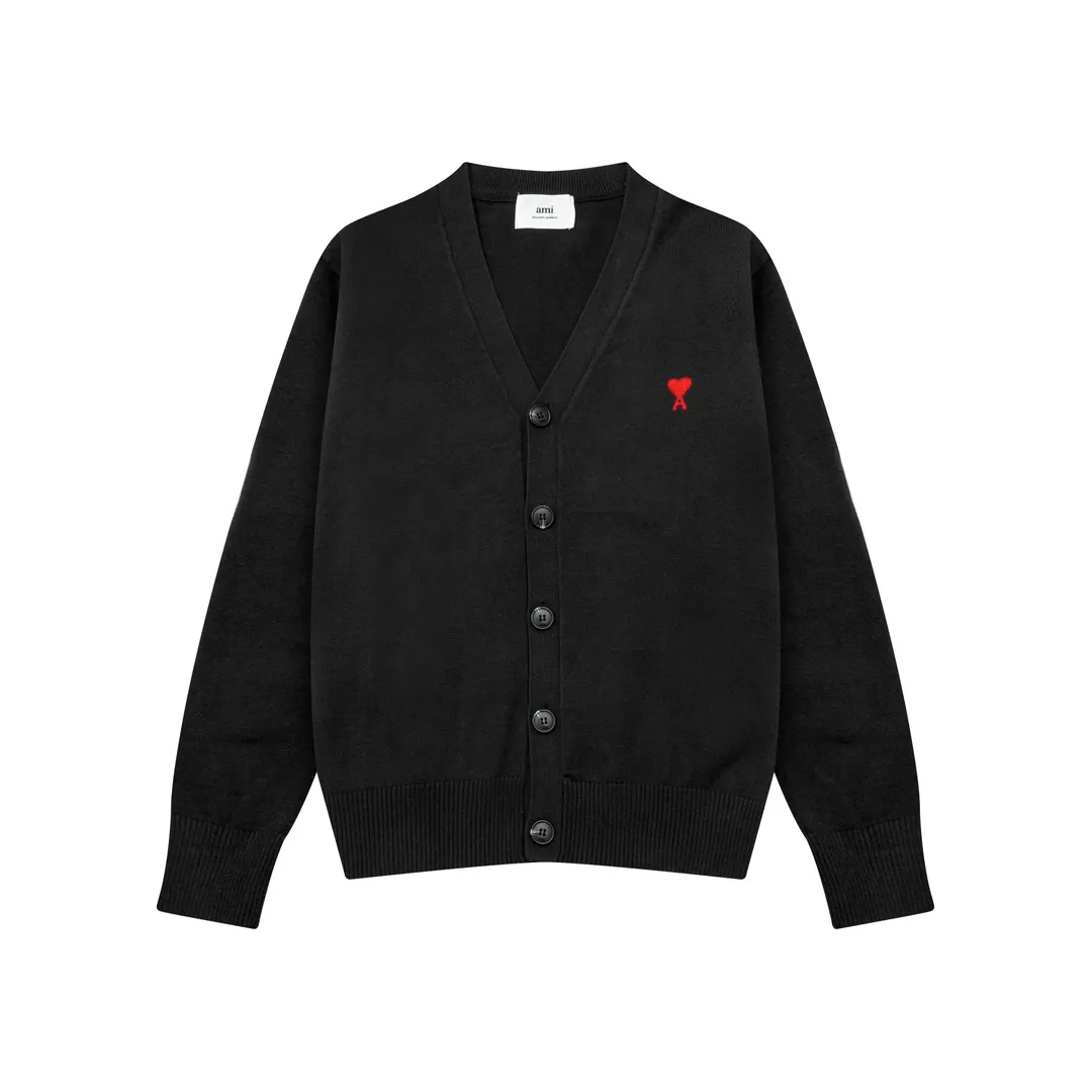 AMI PARIS（アミ パリス） オーバーサイズ ウール カーディガン 男女兼用ロゴニット