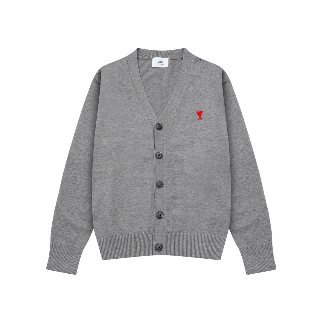 AMI PARIS（アミ パリス） オーバーサイズ ウール カーディガン 男女兼用ロゴニット