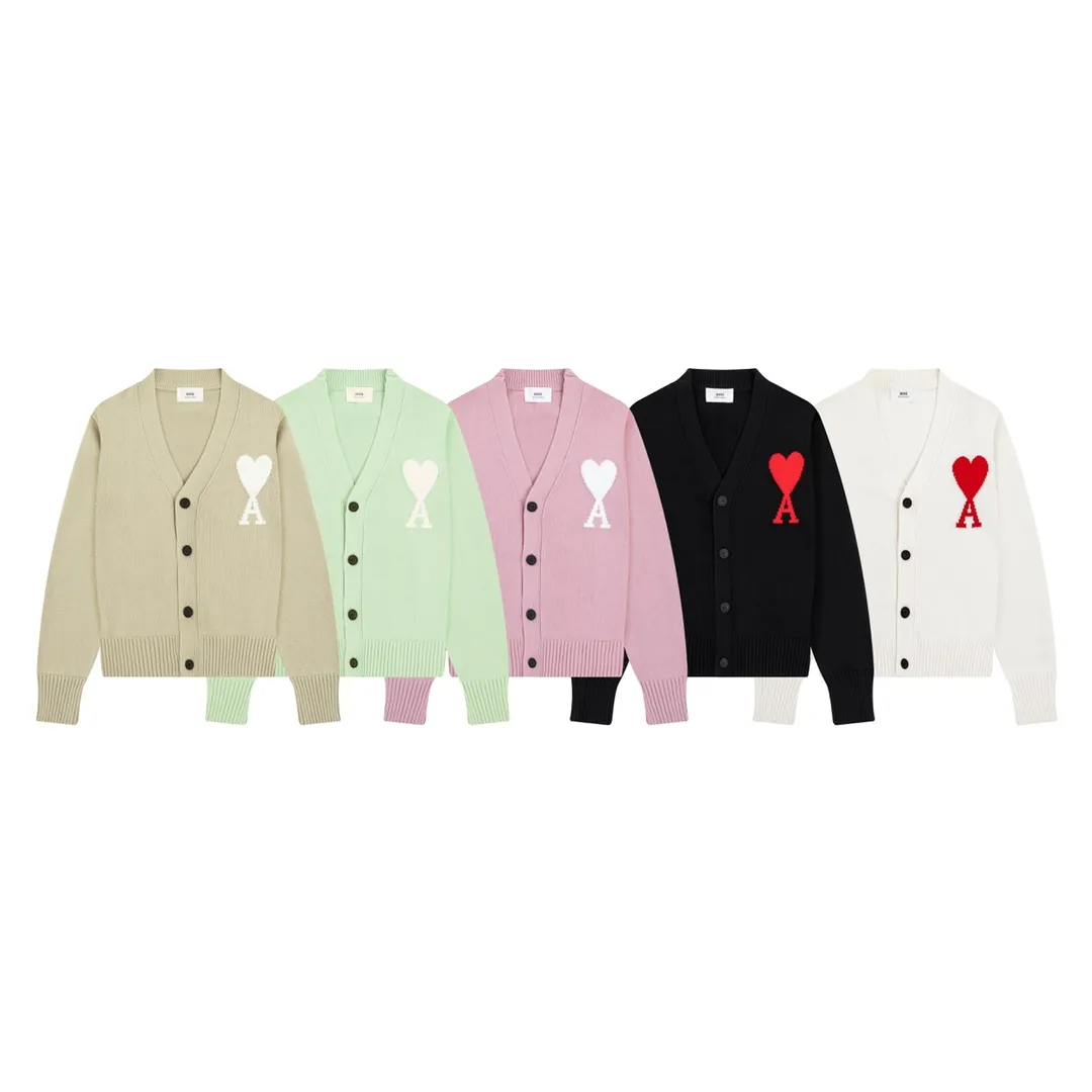 AMI PARIS（アミ パリス） オーバーサイズ ウール カーディガン 男女兼用ロゴニット