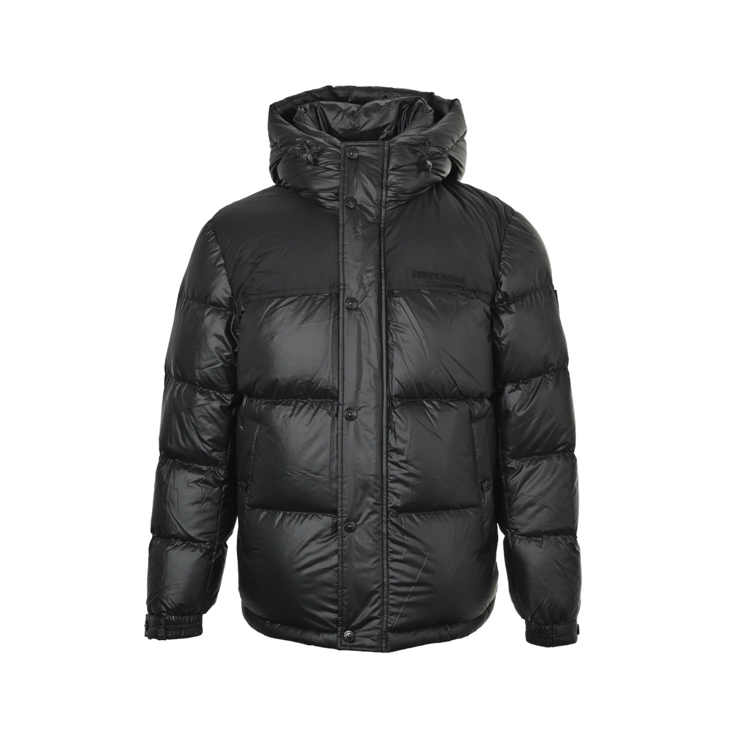 FENDI フェンディ 25FW 袖標拼接 フード付きダウンジャケット ブラック