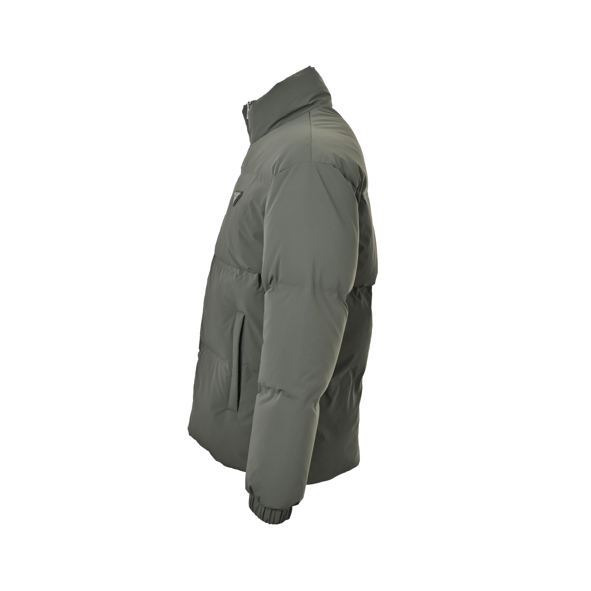 PRADA プラダ ブラック 再生ナイロン 撞色リブコollar ダウンジャケット