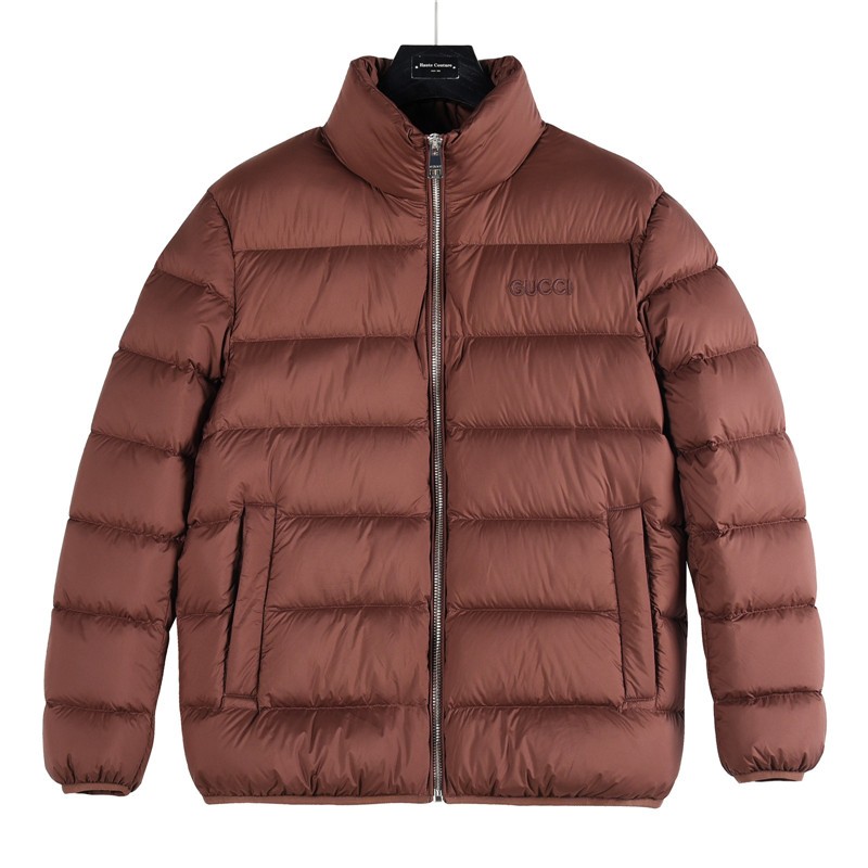 GUCCI グッチ FW25秋冬新作 刺繍ロゴ 立襟ローショルダー スリムフィット ダウンジャケット 男女兼用