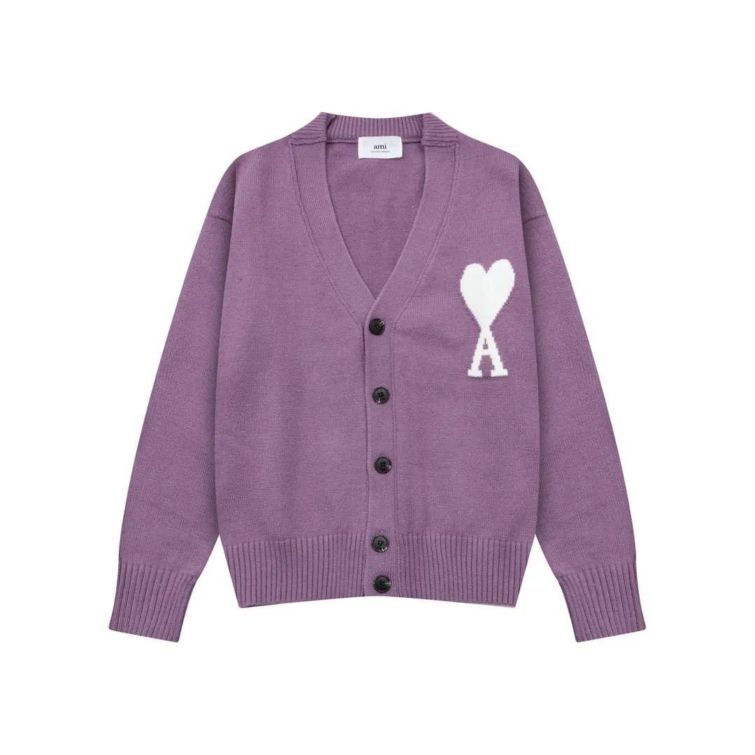 AMI PARIS（アミ パリス） オーバーサイズ ウール カーディガン 男女兼用ロゴニット