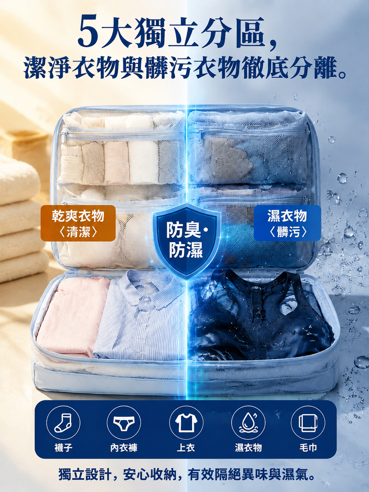 【多出200%容量】五合一壓縮收納袋