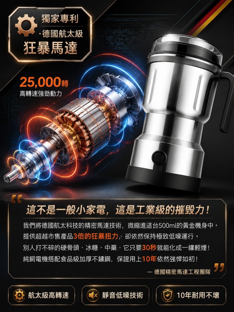 ⚠️ 拒絕化學毒粉！中醫師呼籲：五穀/藥材自己打最安心，30秒粉細如煙研磨機